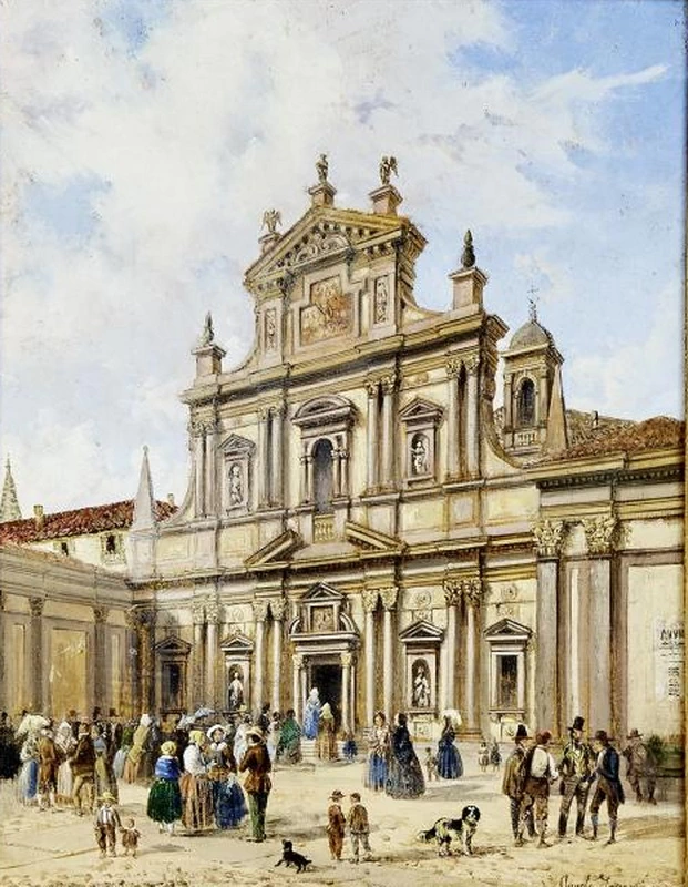   165-Angelo Inganni-Certosa di Garegnano-attribuito